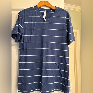 lululemon athletica Navy and White Striped Tee